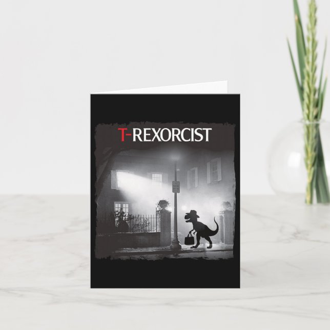 Funny T-rex Horror Parody Dinosaur Halloween Retro Karte (Vorderseite)