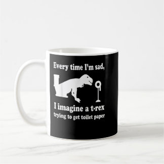 Funny T-Rex versucht, Toilettenpapier Geschenk zu  Kaffeetasse