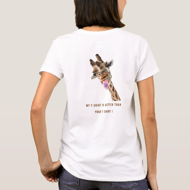 Funny T - Shirt Gift Playful Giraffe - Ihr Text (Rückseite)