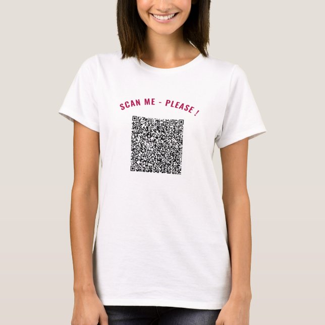 Funny T - Shirt mit Ihren QR Code Scan Info (Vorderseite)