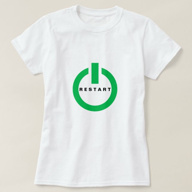Funny T - Shirt mit Reset Button und Restart Text (Design vorne)