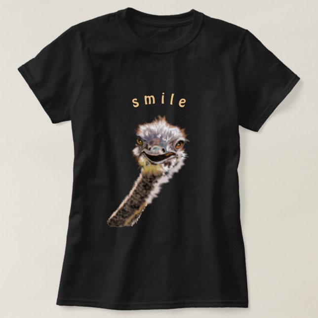 Funny T - Shirt mit spielerischem Happy Ostrich -  (Design vorne)