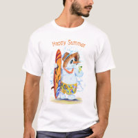 Funny T - Shirt Summer Snowman Surfen - Dein Text