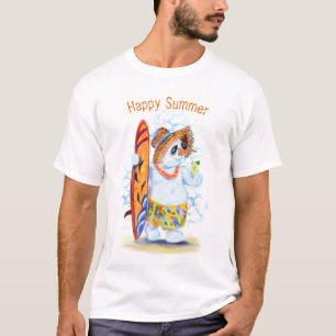 Funny T - Shirt Summer Snowman Surfen - Dein Text