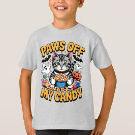 Funny Tabby Cat Halloween, Paws of my Candy T-Shirt