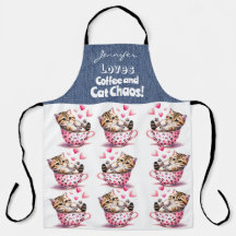Funny Tabby Cat Kaffee Lover All-over Print Schürz
