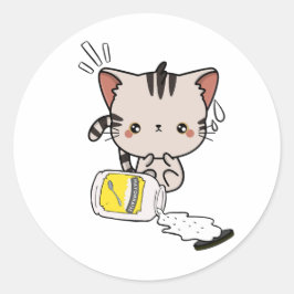 Funny Tabby Cat verschüttete Mayonnaise Runder Aufkleber