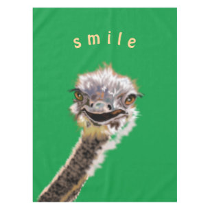 Funny Tablecloth mit Happy Ostrich - Lächeln Tischdecke