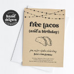 Funny Taco Birthday Party Invitation Einladung<br><div class="desc">Free Tacos (and a Birthday).  Enjoy a fun birthday party invitation that puts the spotlight on...  tacos!  Artwork is hand drawn.  Coordinating items are available in the 'Taco Birthday Party' Collection within my store.</div>