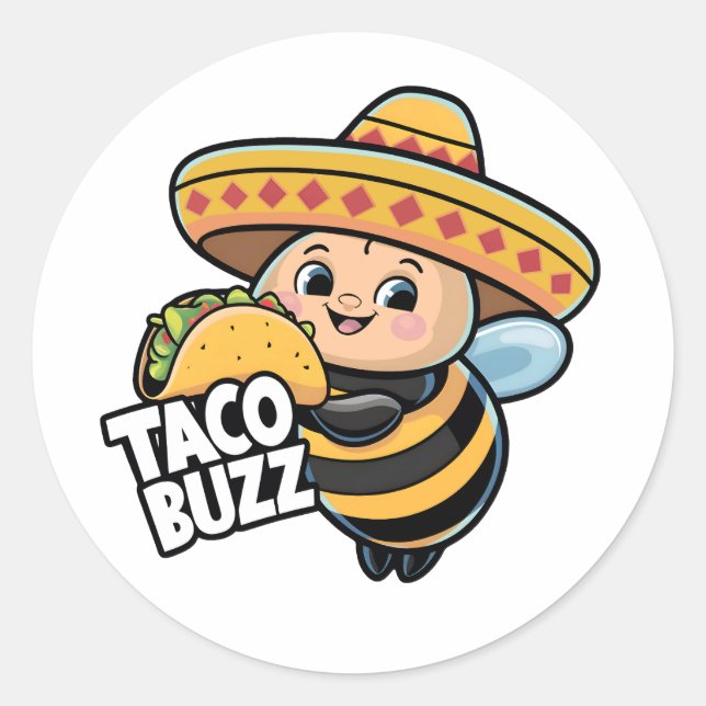 Funny Taco Buzz Bumble Bee Runder Aufkleber (Vorderseite)