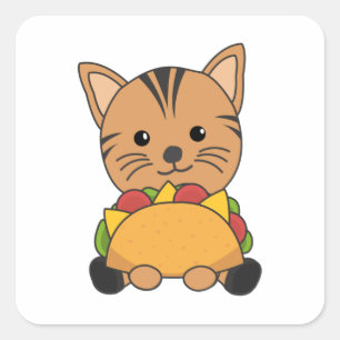 Funny Taco Cats Tacos Mexiko Niedliche Katze Quadratischer Aufkleber