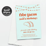Funny Taco Geburtstagsparty Einladung<br><div class="desc">Kostenlose Tacos (und ein Geburtstag). Genießen Sie eine lustige Geburtstagsfeier-Einladung,  die das Rampenlicht auf.. takos! Die Kunstwerke sind handgezeichnet. Koordinationsgegenstände sind in der 'Taco Birthday Party' Kollektion in meinem Shop erhältlich.</div>