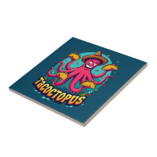 Funny Taco Octopus Cartoon Food Puff Fliese