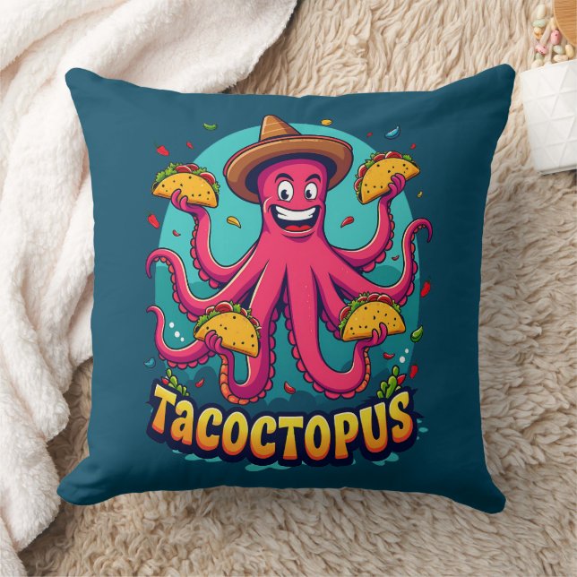 Funny Taco Octopus Cartoon Food Puff Kissen (Decke)