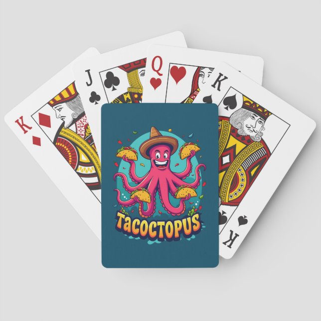 Funny Taco Octopus Cartoon Food Puff Spielkarten (Rückseite)