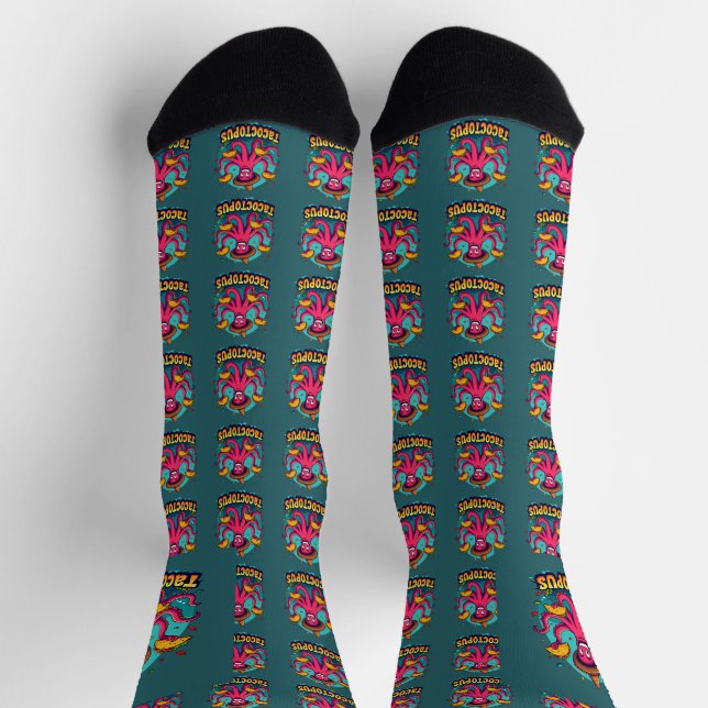 Funny Taco Octopus Cartoon Food Pun Socken (Oben)