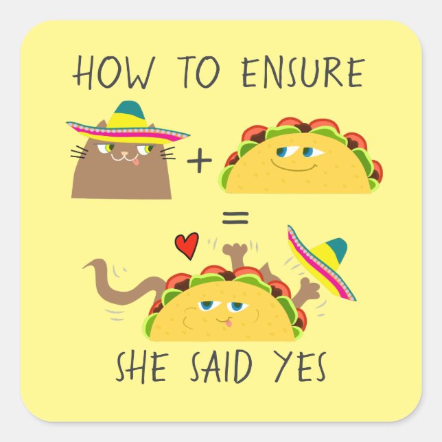 Funny Taco Quadratischer Aufkleber (Vorderseite)