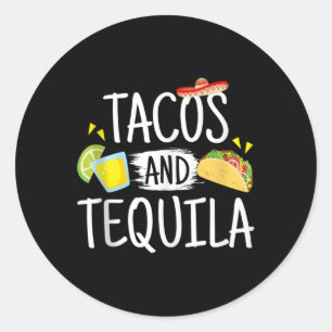 Funny Tacos und Tequila Mexican Sombrero Tank Top Runder Aufkleber