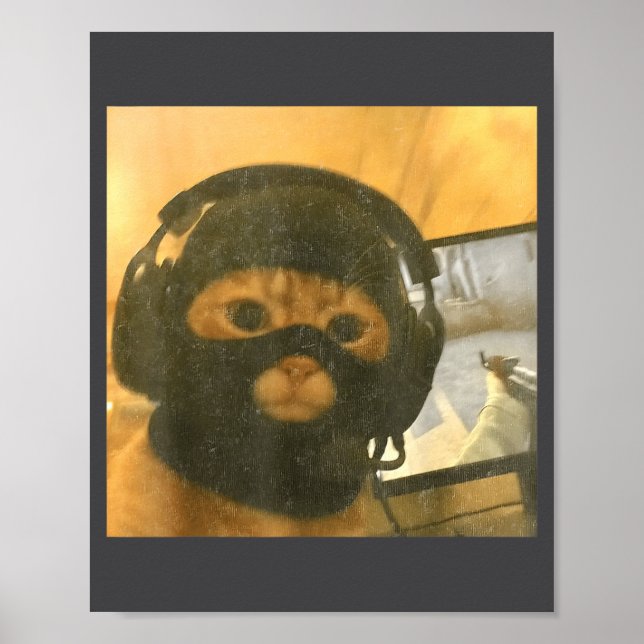 Funny Tactical Gamer Cat Meme Graphic  Poster (Vorne)