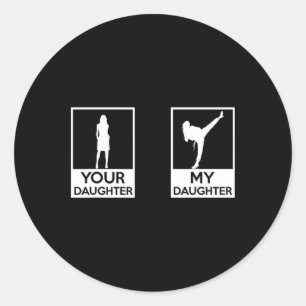 Funny Taekwondo Mama Vater Martial Arts Karate-Gir Runder Aufkleber