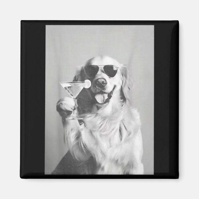 Funny Tail Dog Golden Retriever With Sungles Marti Magnet (Vorne)