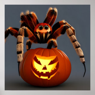 Funny Tarantula mit Jack O' Lantern Halloween Poster