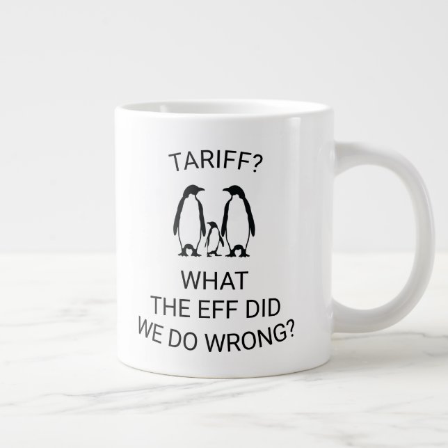 Funny Tariffed Penguins Jumbo-Tasse (Rechts)