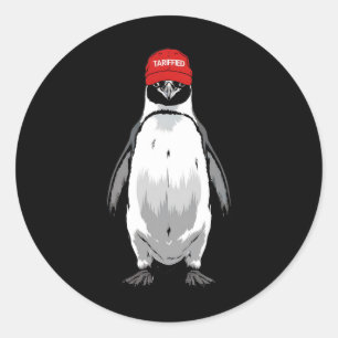 Funny Tarrified Pinguin Anti Trump Tarrif Runder Aufkleber