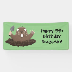 Funny Taschengopher Graben Cartoon Illustration Banner