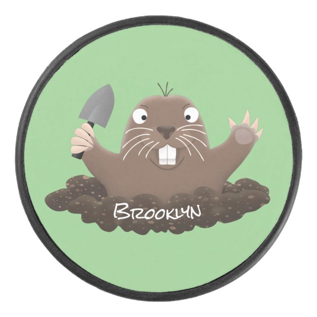 Funny Taschengopher Graben Cartoon Illustration Eishockey Puck (Vorderseite)