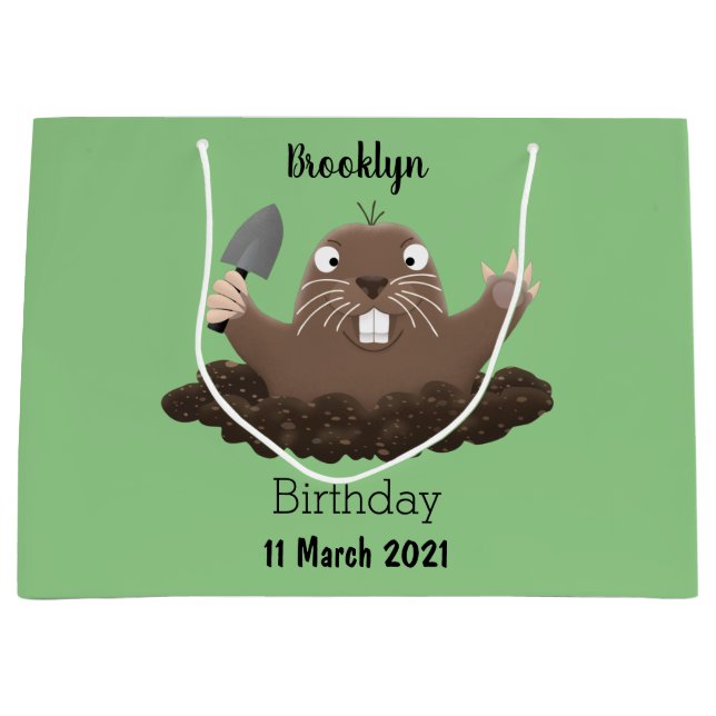 Funny Taschengopher Graben Cartoon Illustration Große Geschenktüte (Vorderseite)