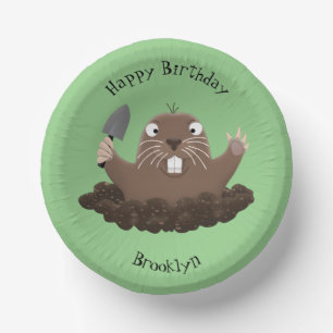 Funny Taschengopher Graben Cartoon Illustration Pappteller