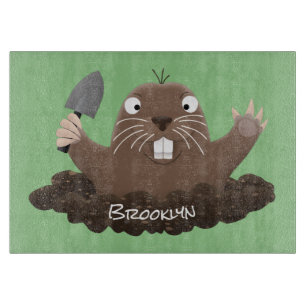 Funny Taschengopher Graben Cartoon Illustration Schneidebrett