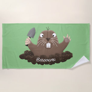 Funny Taschengopher Graben Cartoon Illustration Strandtuch