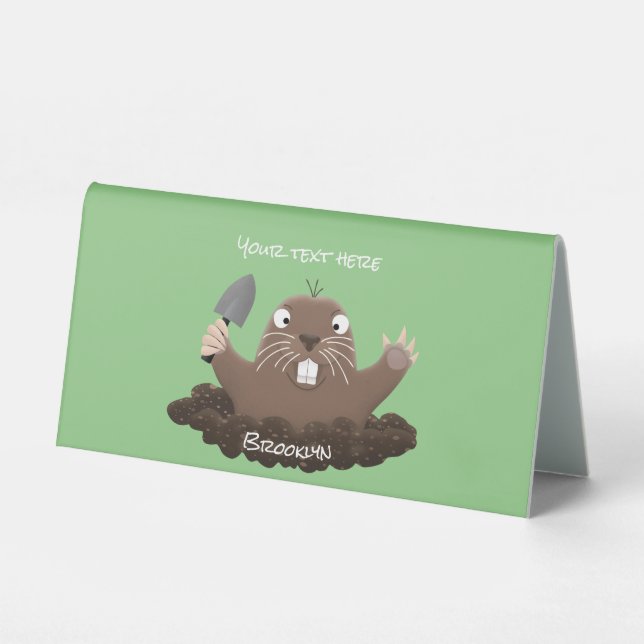 Funny Taschengopher Graben Cartoon Illustration Tischaufsteller (Vorderseite)