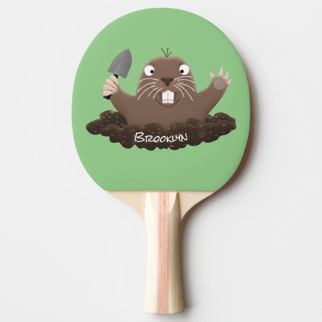 Funny Taschengopher Graben Cartoon Illustration Tischtennis Schläger (Vorderseite)