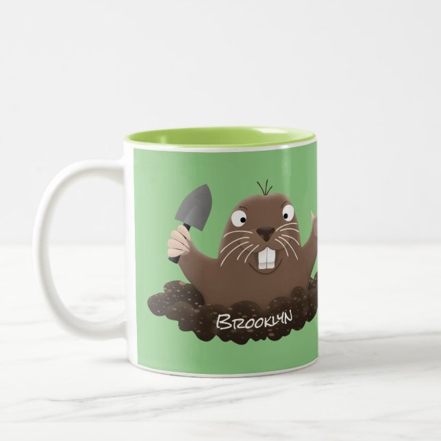 Funny Taschengopher Graben Cartoon Illustration Zweifarbige Tasse (Links)