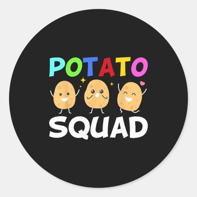 Funny Tato Squad Vegetable Chip Eater French Fries Runder Aufkleber (Vorderseite)