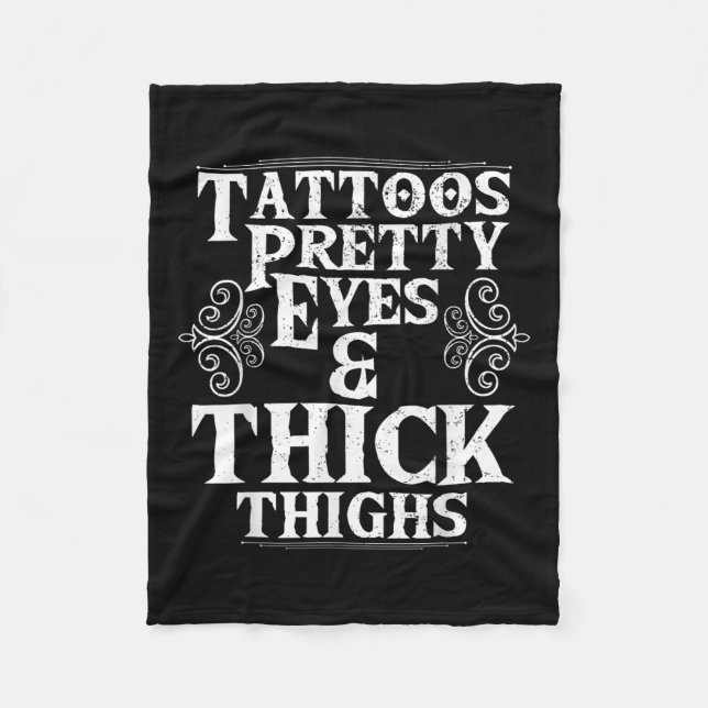 Funny Tattoos Hübsche Augen dick Oberschenkel Gesc Fleecedecke (Vorderseite)