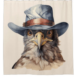 Funny Taube mit Cowboy-Hut, Aquarell Duschvorhang