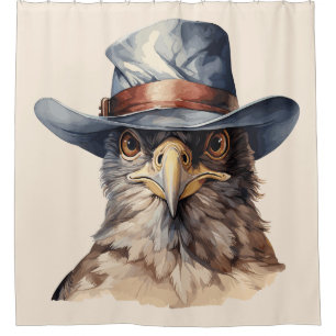 Funny Taube mit Cowboy-Hut, Aquarell Duschvorhang
