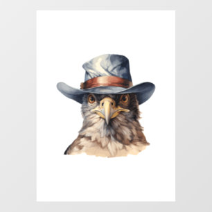 Funny Taube mit Cowboy-Hut, Aquarell Fensteraufkleber