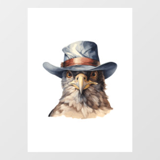 Funny Taube mit Cowboy-Hut, Aquarell Fensteraufkleber