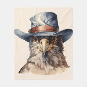 Funny Taube mit Cowboy-Hut, Aquarell Fleecedecke