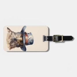 Funny Taube mit Cowboy-Hut, Aquarell Gepäckanhänger