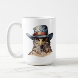 Funny Taube mit Cowboy-Hut, Aquarell Kaffeetasse