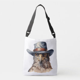 Funny Taube mit Cowboy-Hut, Aquarell Tragetaschen Mit Langen Trägern