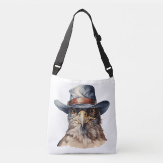 Funny Taube mit Cowboy-Hut, Aquarell Tragetaschen Mit Langen Trägern