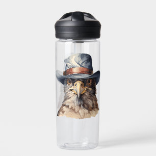 Funny Taube mit Cowboy-Hut, Aquarell Trinkflasche