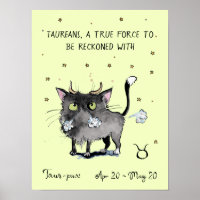 Funny Taurus poster Zodiac Cat Star Schild Poster